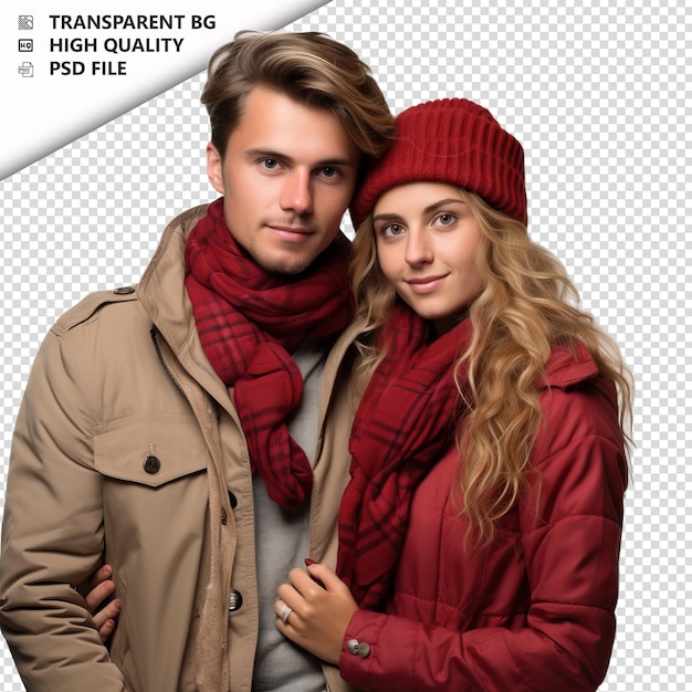 PSD romantic young europian couple valentines day with jewelr transparent background psd isolated