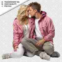 PSD romantic young europian couple valentines day with kissin transparent background psd isolated