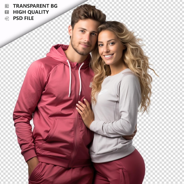 Romantic young europian couple valentines day with presen transparent background psd isolated