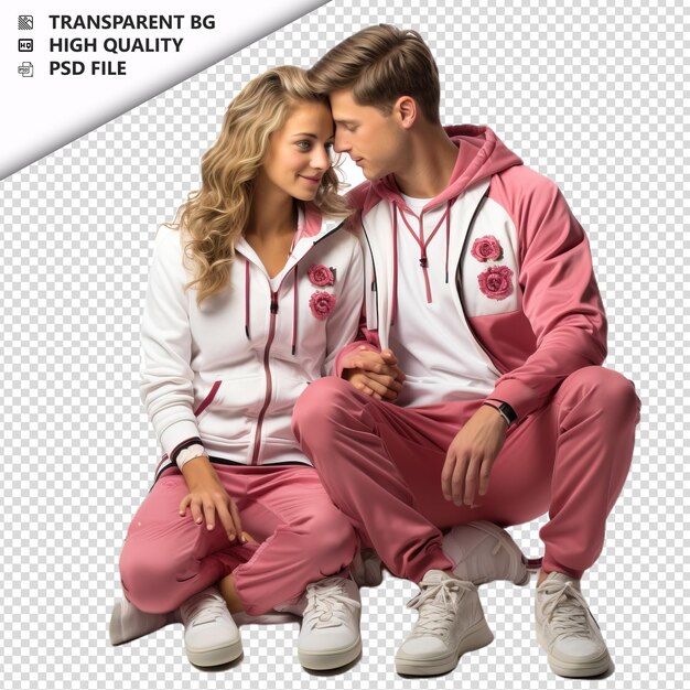 PSD romantic young jewish couple valentines day with flowers transparent background psd isolated