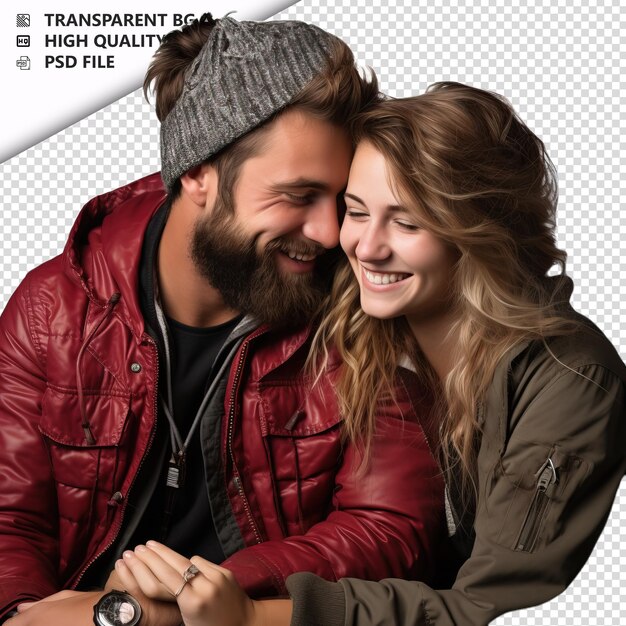 PSD romantic young jewish couple valentines day with jewelry transparent background psd isolated