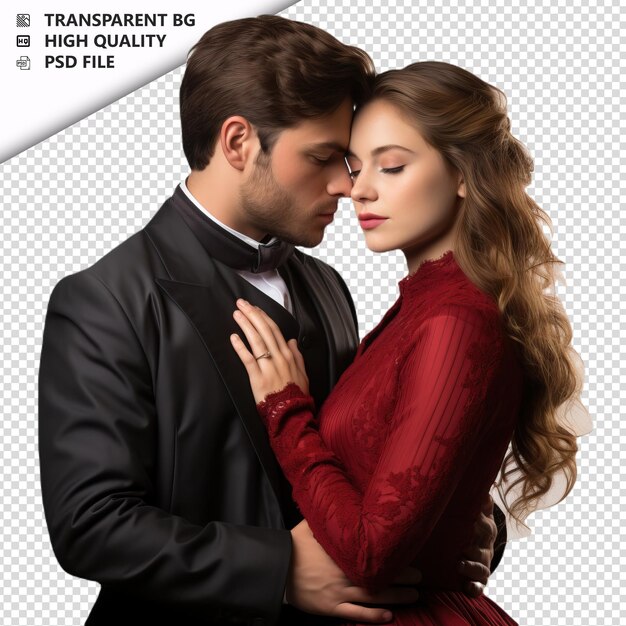 PSD romantic young jewish couple valentines day with kissing transparent background psd isolated