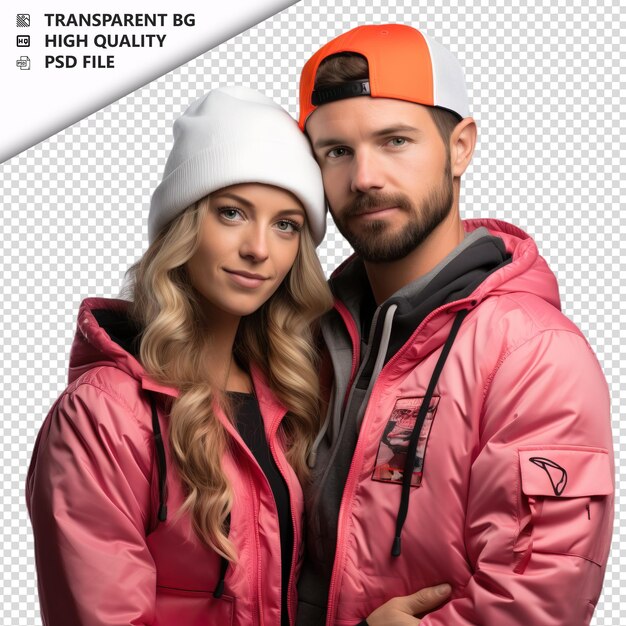 PSD romantic young spanish couple valentines day with gift st transparent background psd isolated