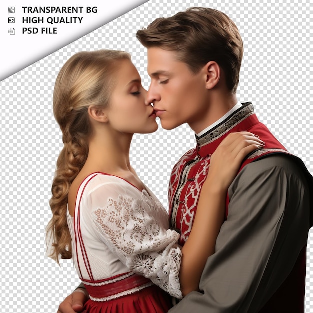 PSD romantic young white couple valentijnsdag met kissing t transparante achtergrond psd geïsoleerd.