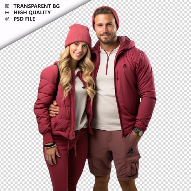 PSD romantic young white couple valentines day with gift spor transparent background psd isolated