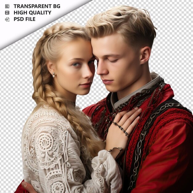 Romantic young white couple valentines day with jewelry s transparent background psd isolated