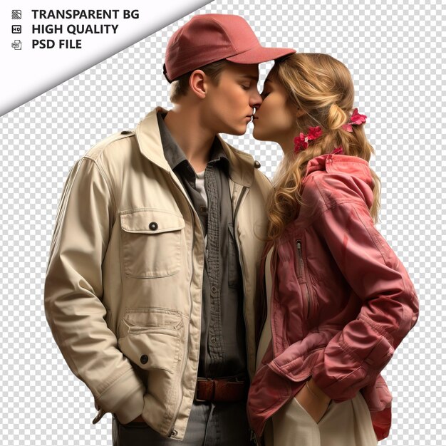 PSD romantic young white couple valentines day with jewelry v transparent background psd isolated