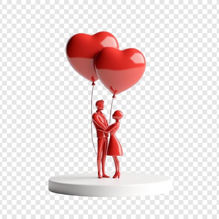 PSD romantisch stel met rode hartballonnen valentijnsdag liefde