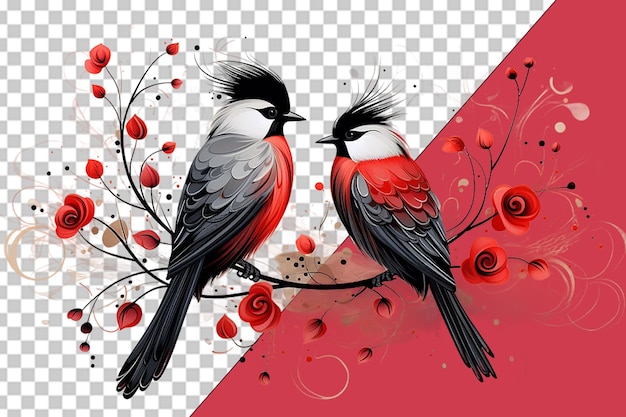 PSD romantyczne ptaki w dzień walentynek