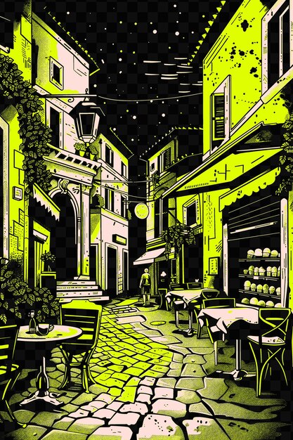 PSD romes trastevere with charming street scene and medieval arc psd vector tshirt tattoo ink scape art