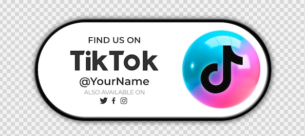 Rond 3d tiktok-pictogram met lineaire banner voor het verwerven van volgers op een transparante achtergrond