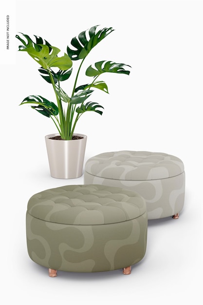 Rond ottomans-model, met plant