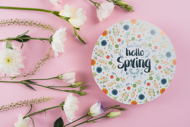 PSD ronde papieren sjabloon met bloemen voor de lente