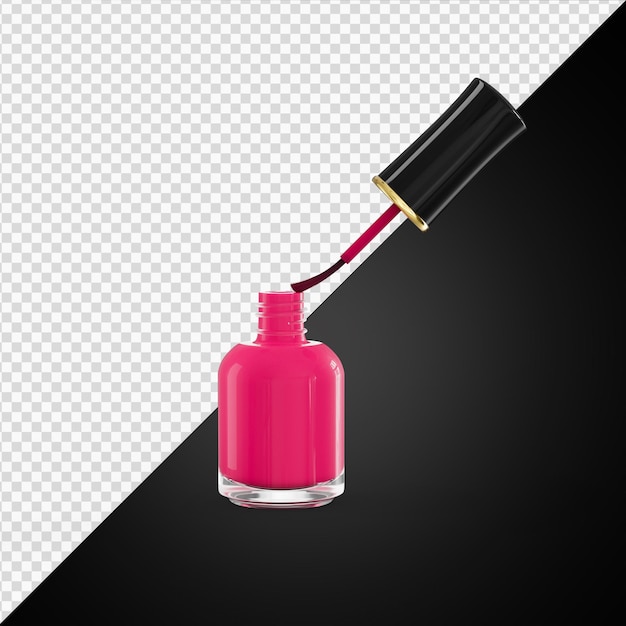 Ronde roze glanzende nagellakfles met zwarte dop Realistische verpakkingsmodel Voorbeeld
