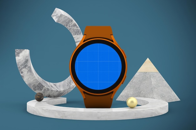 Ronde slimme horloge abstracte mockup