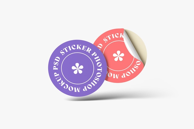 PSD ronde sticker mockup vooraanzicht