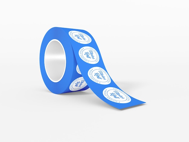 Ronde zelfklevende stickerrol Branding Mockup