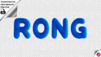 PSD rong typography blue fluffy text psd transparent