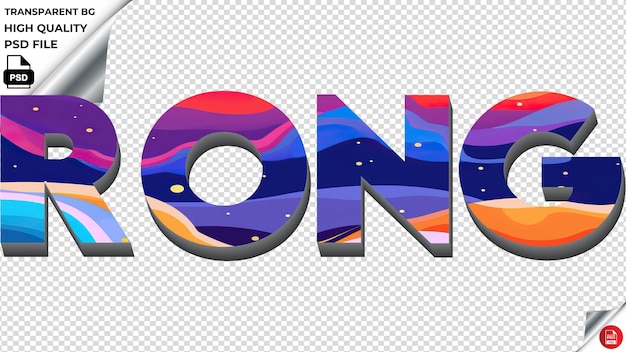 PSD rong typography flat colorful text texture psd transparent