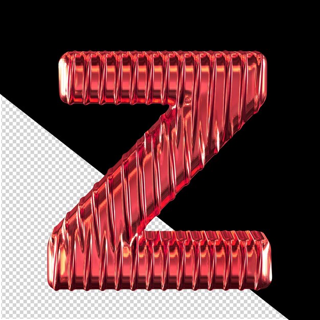 Rood 3d-symbool met verticale ribben letter z