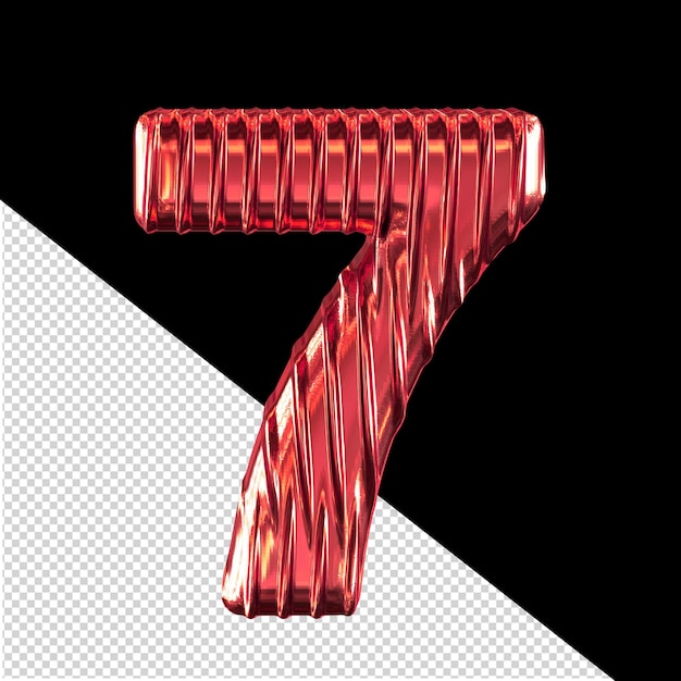 PSD rood 3d-symbool met verticale ribben nummer 7