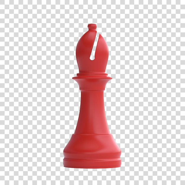 Rood bisschop schaakstuk geïsoleerd op witte achtergrond schaakspel figuur schaakstukken 3d bordspellen