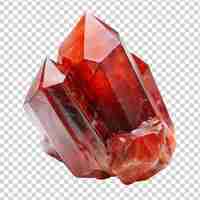 PSD rood natuurlijk kristal mineraal geïsoleerd op doorzichtige achtergrond