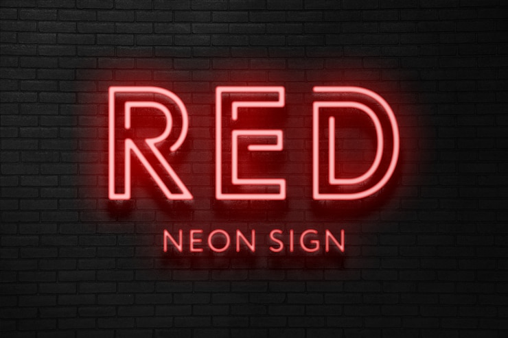 PSD rood neon teksteffect