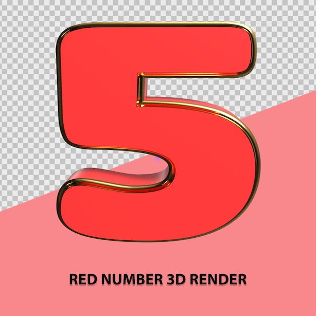 Rood nummer 3d-rendering