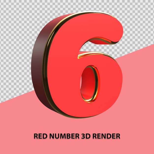 Rood nummer 3d-rendering