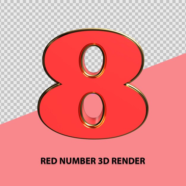 Rood nummer 3d-rendering