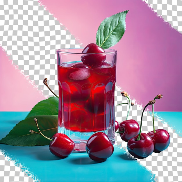 PSD rood sap in een glas op tafel op een zomerdag