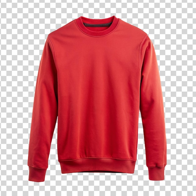 PSD rood sweatshirt geïsoleerd op een doorzichtige achtergrond