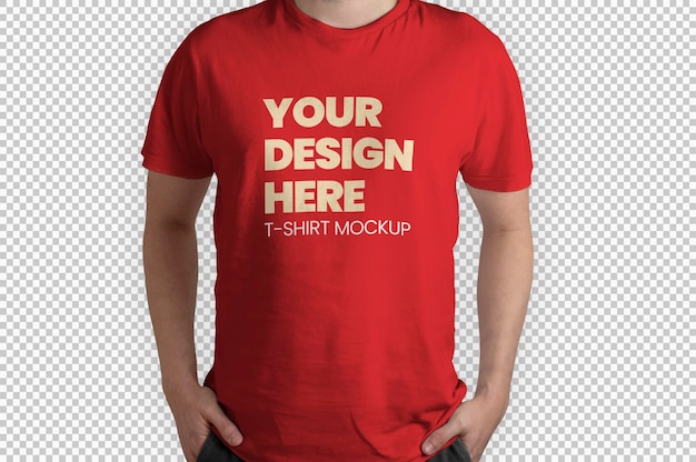 Rood t-shirt model vooraanzicht mockup rood t-shirt model vooraanzicht mockup