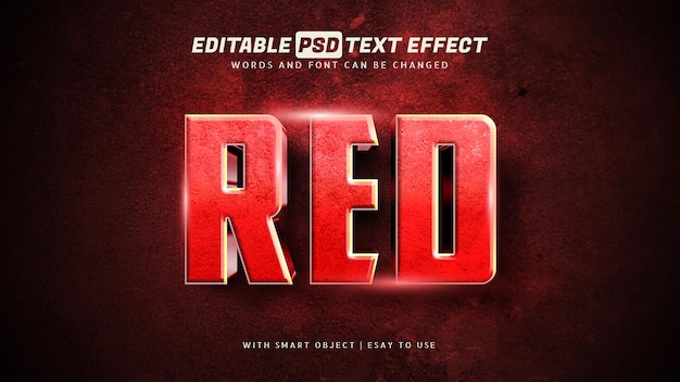 Rood teksteffect 3D-stijl bewerkbaar
