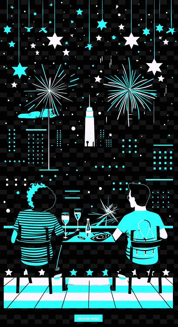 PSD rooftop gathering with friends enjoying a city view and fire creative illustration idea designs