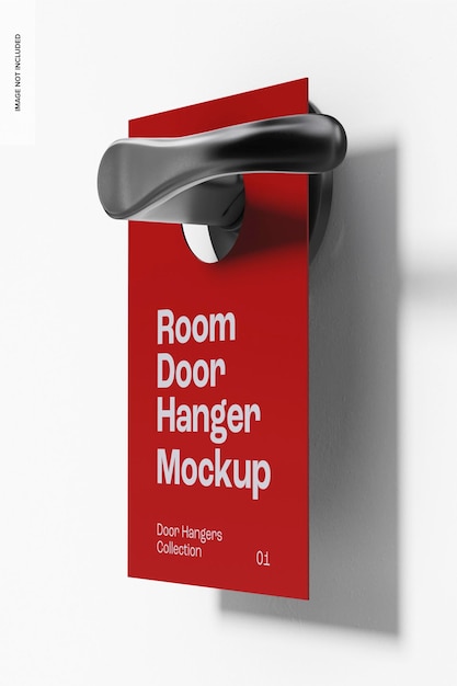 Room door hanger mockup, right view