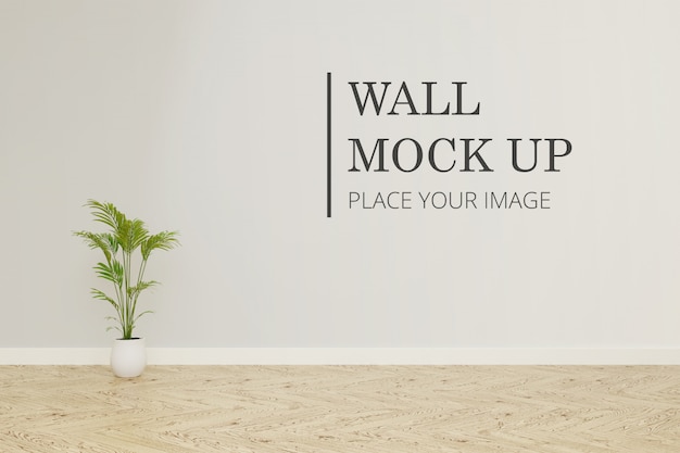 PSD room wall mockup with plant