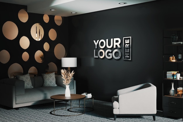 A room with a sign that says your logo here