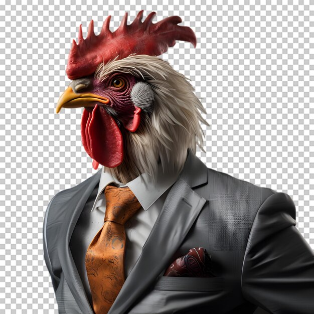 PSD rooster businessman isolated on transparent background