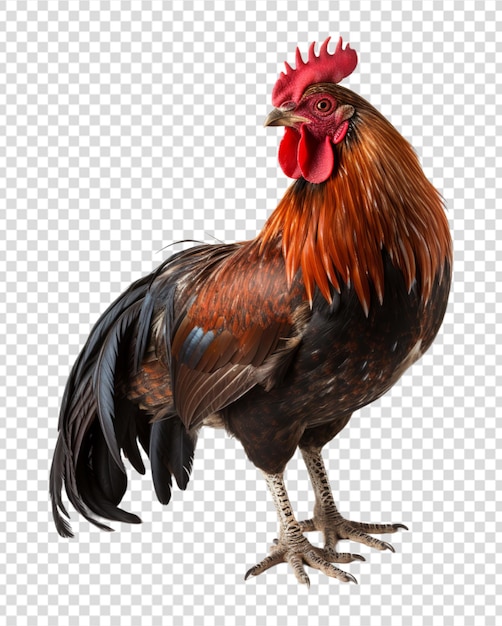 PSD rooster farm animal portrait on transparent background