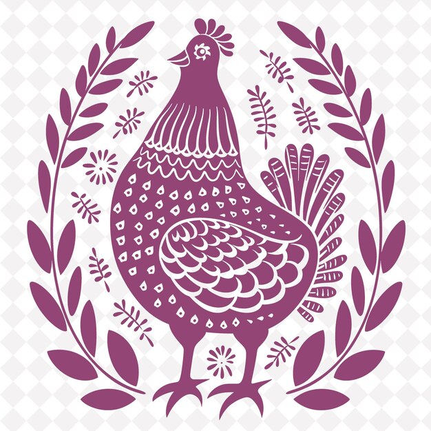 PSD a rooster in a floral design with a floral pattern