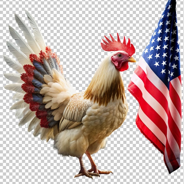 PSD У петуха есть крылья с американским флагом.