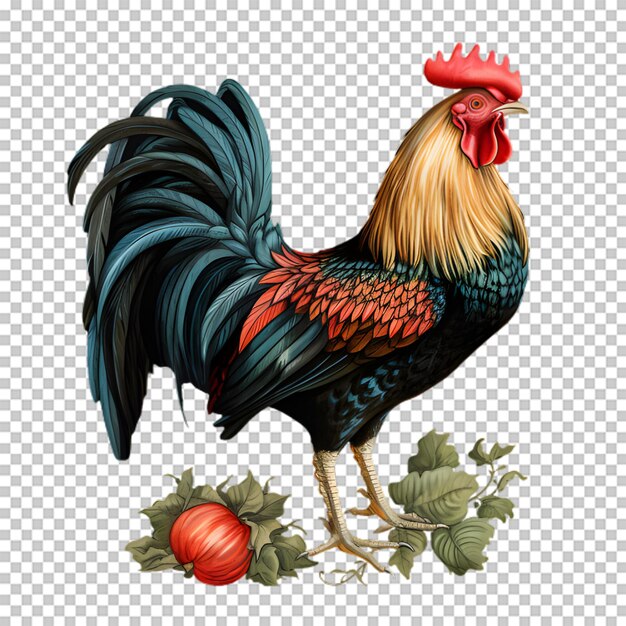 PSD rooster illustration isolated on transparent background