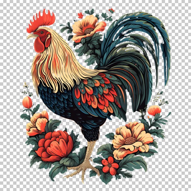 PSD rooster illustration isolated on transparent background