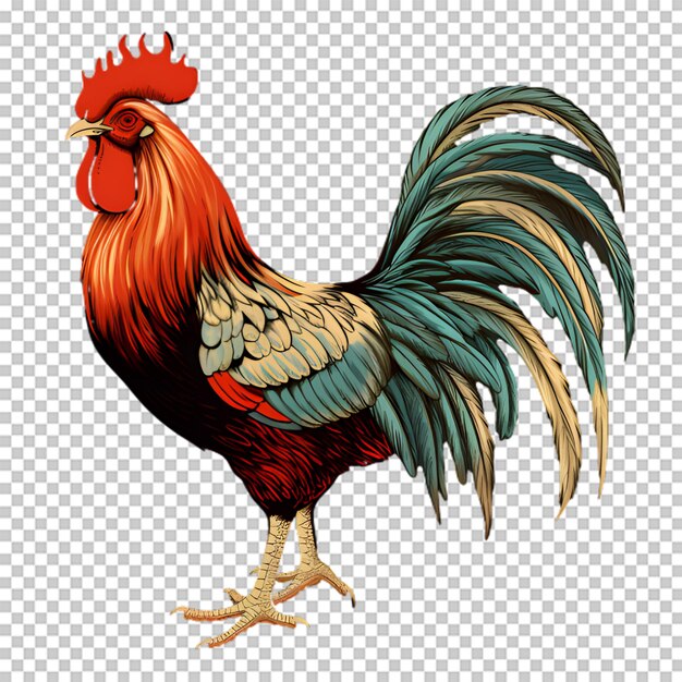 PSD rooster illustration isolated on transparent background