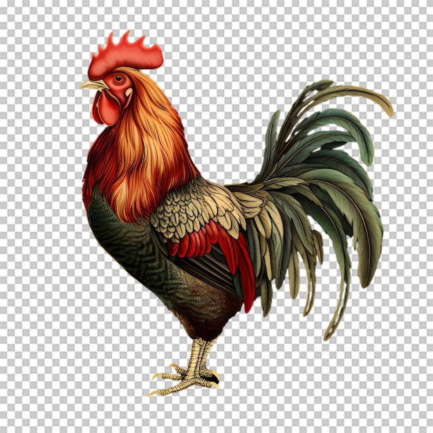 PSD rooster illustration isolated on transparent background