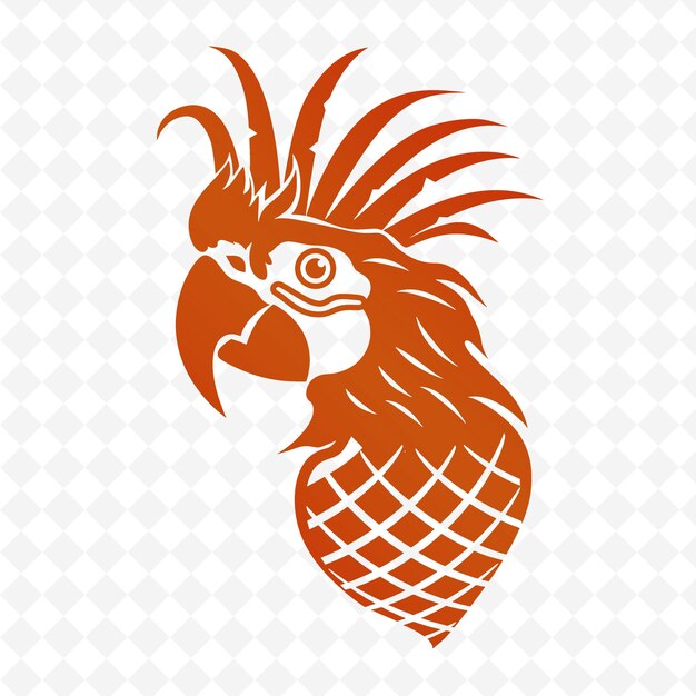 PSD a rooster on a pineapple with a rooster on the top