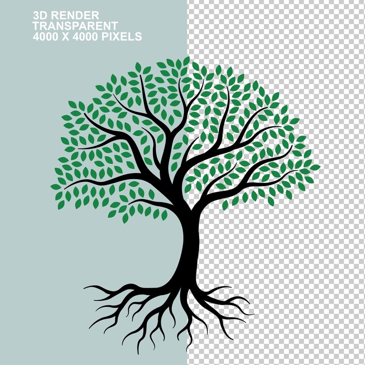 PSD root tree sketch tree of lifetextile print leaf branch