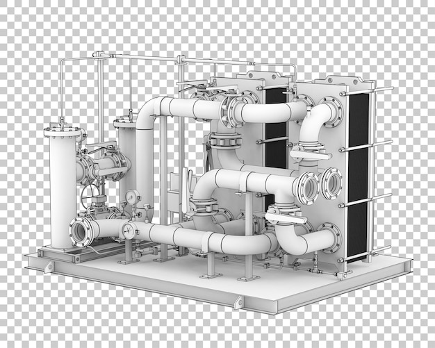 Rörkonstruktion isolerad på transparent bakgrund, 3D-rendera illustration